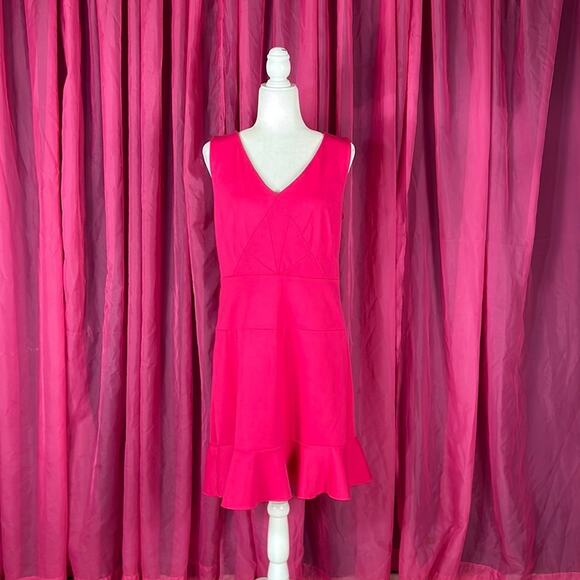 Jennifer Lopez pink sheath and ruffle cocktail party dress, size 14 - Picture 1 of 11